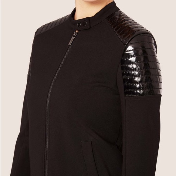 ARMANI EXCHANGE CHANNEL-QUILTED PATENT MOTO JACKET - Picture 6 of 8